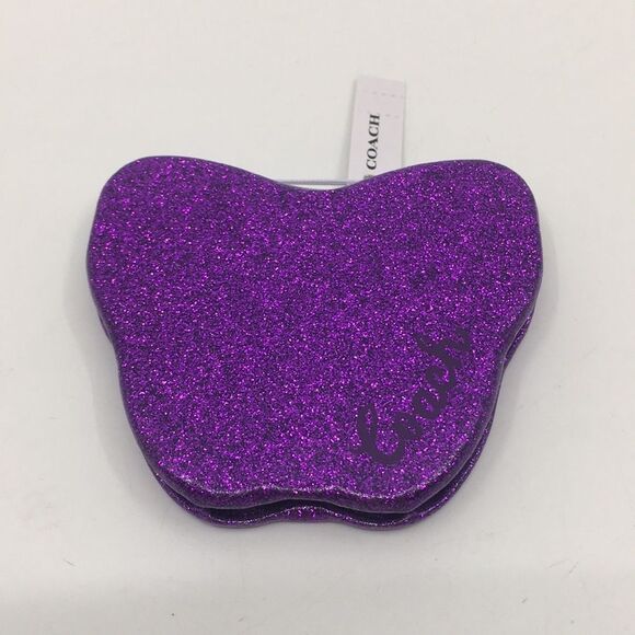 Coach Glitter Butterfly Compact Mirror Purple NWT Silver/Jasmine - Picture 1 of 11